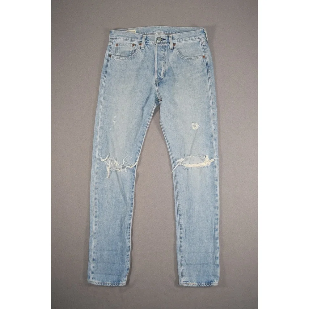 Levis 501 Jeans Mens 30x32 Slim Taper Big Tab Medium Wash Premium Button Fly XX
